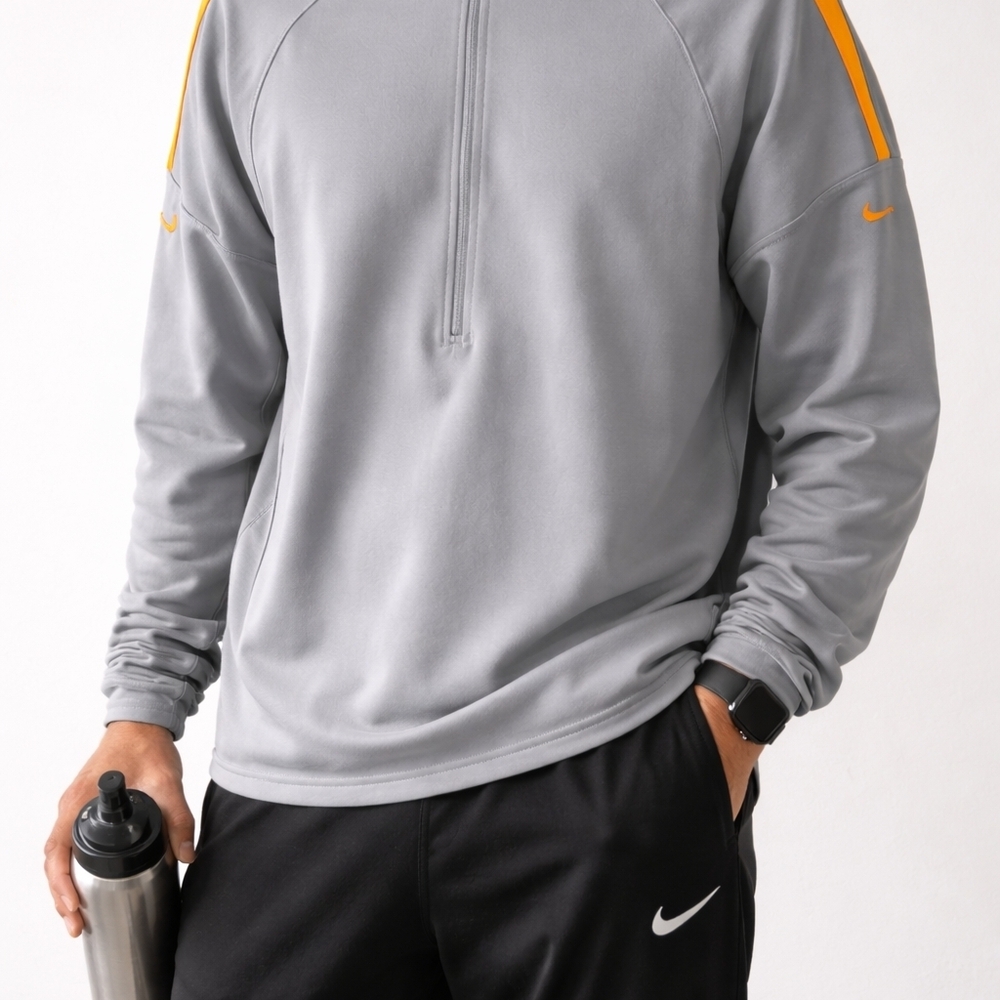 Nike Sphere Dry 1/2 Zip Pullover Jacket Gray Orange Men’s XL - Picture 2 of 15